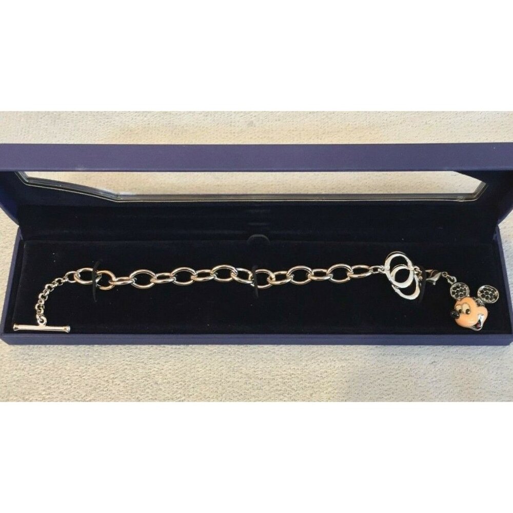 NWT Disney Swarovski Crystal Charm Toggle Bracelet with Mickey Charm - Picture 4 of 10